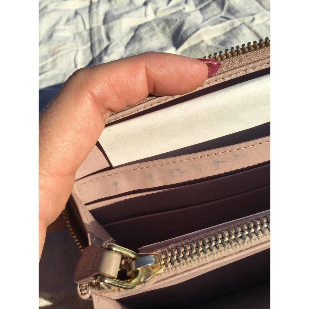 Miu‎ miu full zip wallet mustard yellow crocodile skin leather 7” 7 in alligator
